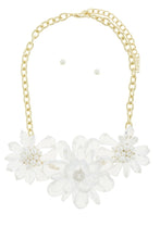 Load image into Gallery viewer, Clustered faux pearl flower statement necklace set
