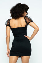 Load image into Gallery viewer, Stretchable Tight Mini Dress With Hot-fix Details And Center Back Open Zippered
