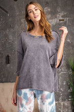 Load image into Gallery viewer, 3/4 Slvs Mineral Washed Terry Knit Boxy Top
