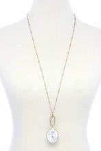 Load image into Gallery viewer, Faux Stone Metallic Edge Screw Lock Pendant Necklace
