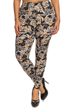 Load image into Gallery viewer, Abstract Leaf Print, Full Length Leggings In A Slim Fitting Style With A Banded High Waist
