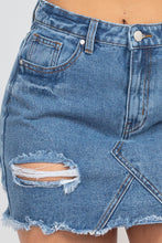Load image into Gallery viewer, Distressed Frayed Hem Denim Skirt
