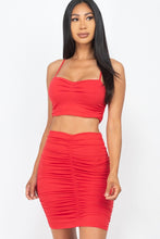 Load image into Gallery viewer, Ruched Crop Top And Skirt Sets
