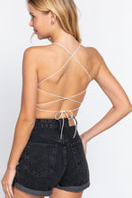 Load image into Gallery viewer, Lace Up Open Cross Back Crop Cami
