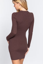 Load image into Gallery viewer, Long Slv V-neck Sweater Rib Mini Dress
