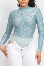 Load image into Gallery viewer, Embroidered Mock Neck Keyhole Bodysuit
