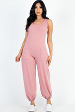 Load image into Gallery viewer, Casual Solid French Terry Sleeveless Scoop Neck Front Pocket Jumpsuit

