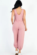 Load image into Gallery viewer, Casual Solid French Terry Sleeveless Scoop Neck Front Pocket Jumpsuit
