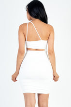 Load image into Gallery viewer, One Shoulder Cut-out Front Ruched Bodycon Mini Dress
