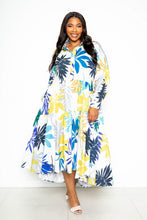 Load image into Gallery viewer, Printed Tierd Shirt Dress With Puff Sleeves
