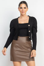 Load image into Gallery viewer, Geometric Cami Puff Sleeves Blazer Top Set
