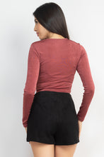Load image into Gallery viewer, Twisted Velvety Long Sleeve Crop Top
