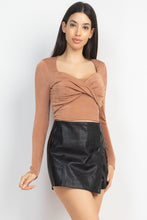 Load image into Gallery viewer, Twisted Velvety Long Sleeve Crop Top
