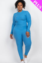 Load image into Gallery viewer, Plus Ribbed Mock Neck Long Sleeve Top &amp; Leggings Set
