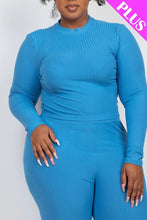 Load image into Gallery viewer, Plus Ribbed Mock Neck Long Sleeve Top &amp; Leggings Set
