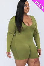 Load image into Gallery viewer, Plus V-neck Long Sleeve Bodycon Romper
