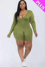 Load image into Gallery viewer, Plus V-neck Long Sleeve Bodycon Romper
