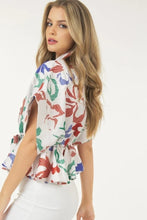 Load image into Gallery viewer, Floral Print Short Sleeve Top With Waist Tie
