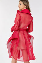 Load image into Gallery viewer, Side Tacking Waist Tie Mesh Coat
