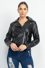 Load image into Gallery viewer, Zippered Notch Lapel Rider Jacket
