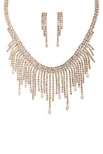 Load image into Gallery viewer, Rhinestone Crystal Baguette Fringe Necklace And Earring Set
