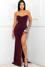 Load image into Gallery viewer, Beaded Embroidered Near Slit Detail Maxi Ddress
