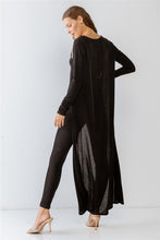 Load image into Gallery viewer, Black Sleeveless Cut-out Detail Slim Fit Jumpsuit &amp; Open Front Long Sleeve Cardigan Set
