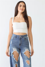 Load image into Gallery viewer, Ivory Textured Self-tie Open Back Sleeveless Crop Top
